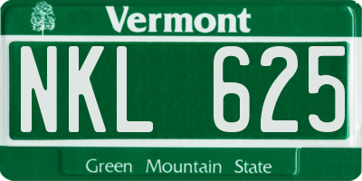 VT license plate NKL625