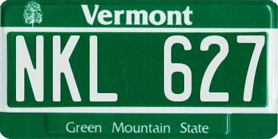 VT license plate NKL627