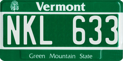 VT license plate NKL633