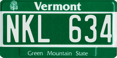 VT license plate NKL634