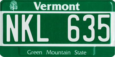 VT license plate NKL635