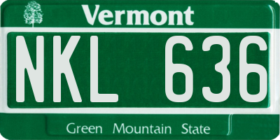 VT license plate NKL636