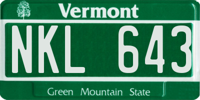 VT license plate NKL643