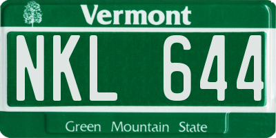 VT license plate NKL644