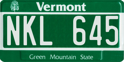 VT license plate NKL645
