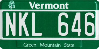 VT license plate NKL646