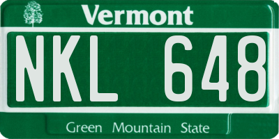 VT license plate NKL648