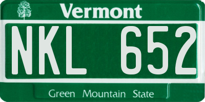 VT license plate NKL652