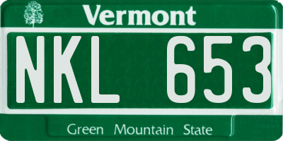 VT license plate NKL653