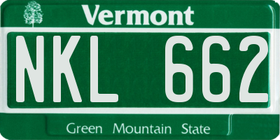 VT license plate NKL662