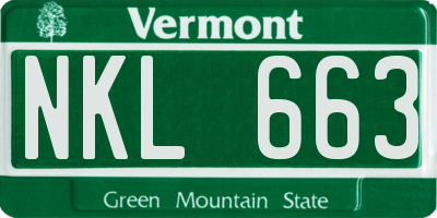 VT license plate NKL663
