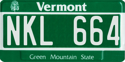 VT license plate NKL664