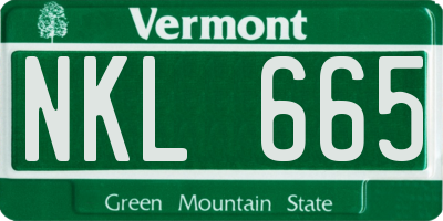 VT license plate NKL665