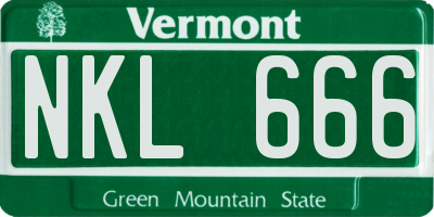 VT license plate NKL666