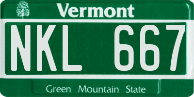 VT license plate NKL667