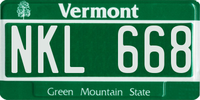 VT license plate NKL668