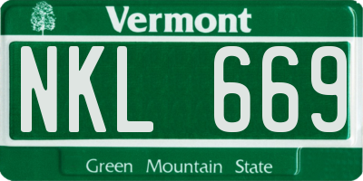 VT license plate NKL669