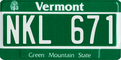 VT license plate NKL671