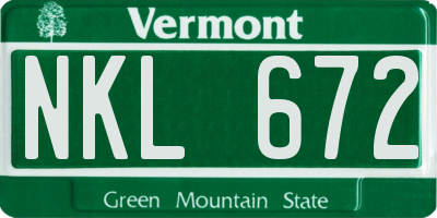 VT license plate NKL672
