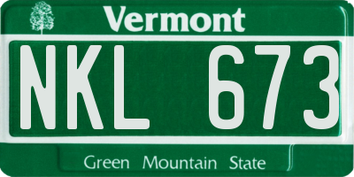 VT license plate NKL673