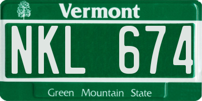 VT license plate NKL674