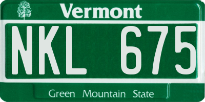 VT license plate NKL675