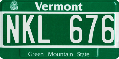 VT license plate NKL676