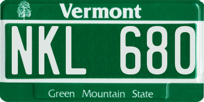 VT license plate NKL680