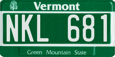 VT license plate NKL681