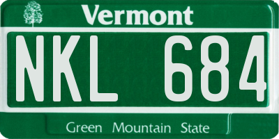 VT license plate NKL684