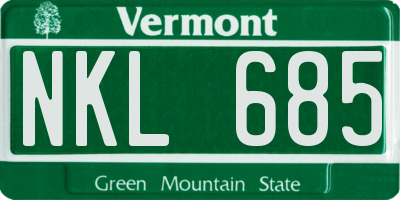 VT license plate NKL685