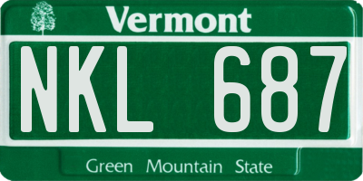 VT license plate NKL687