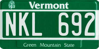 VT license plate NKL692