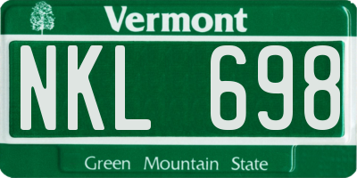 VT license plate NKL698