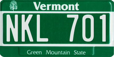 VT license plate NKL701