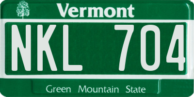 VT license plate NKL704