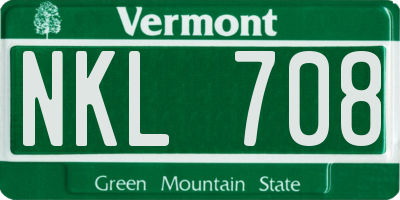 VT license plate NKL708