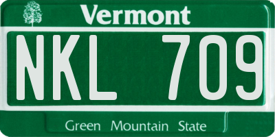 VT license plate NKL709