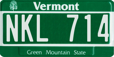 VT license plate NKL714