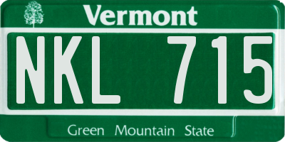 VT license plate NKL715