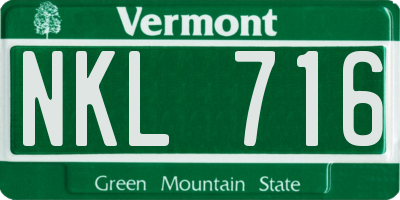 VT license plate NKL716