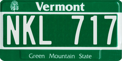VT license plate NKL717