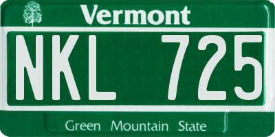 VT license plate NKL725