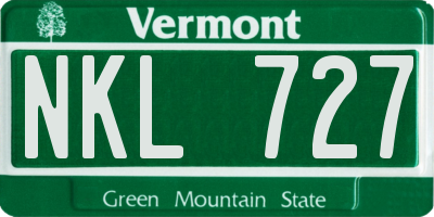 VT license plate NKL727