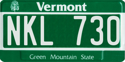 VT license plate NKL730