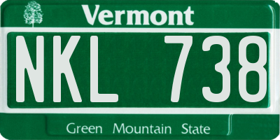 VT license plate NKL738