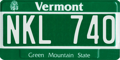 VT license plate NKL740