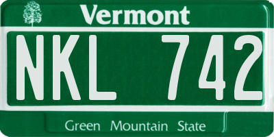VT license plate NKL742