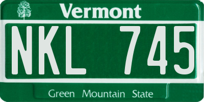 VT license plate NKL745