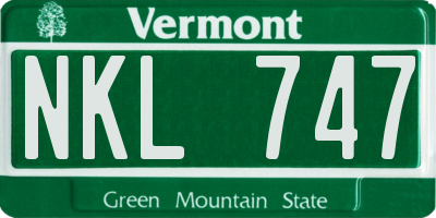 VT license plate NKL747